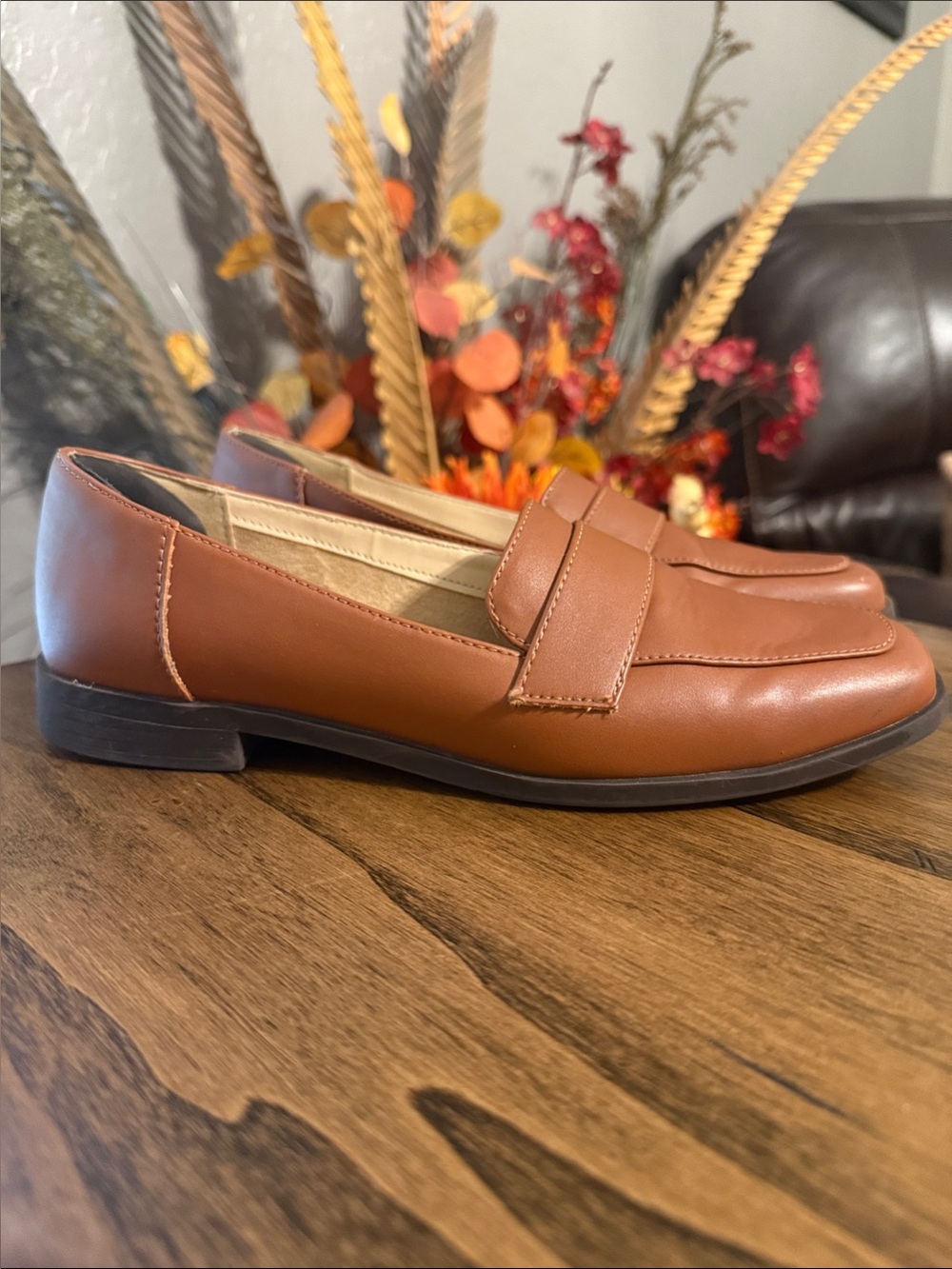 Liz Claiborne Chestnut Leather Slip-On Loafers